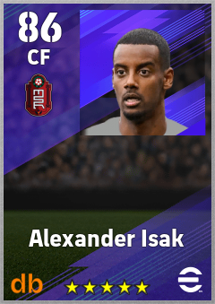 Alexander Isak — CF, OVR 86, MAX 93