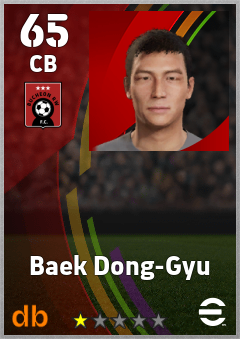 Baek Dong-Gyu — CB, OVR 65, MAX 65