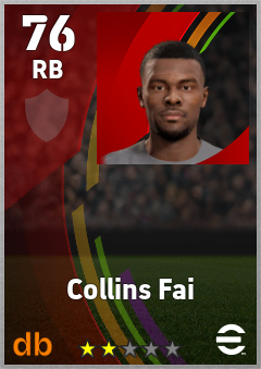Collins Fai — RB, OVR 76, MAX 76