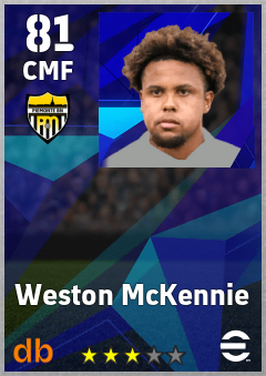 Weston McKennie — CMF, OVR 81, MAX 89