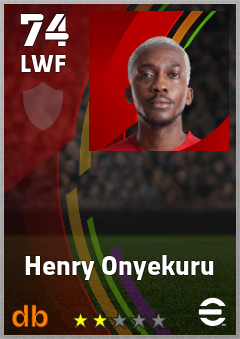 Henry Onyekuru — LWF, OVR 74, MAX 74