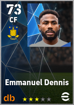 Emmanuel Dennis — CF, OVR 73, MAX 73