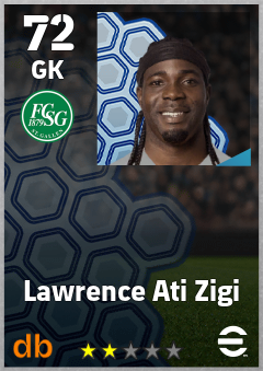Lawrence Ati Zigi — GK, OVR 72, MAX 72