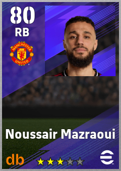 Noussair Mazraoui — RB, OVR 80, MAX 87