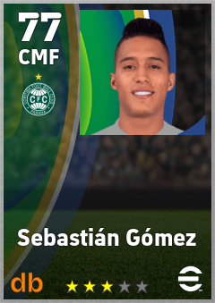 Sebastián Gómez — CMF, OVR 77, MAX 77