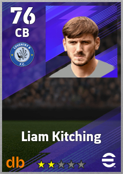 Liam Kitching — CB, OVR 76, MAX 76
