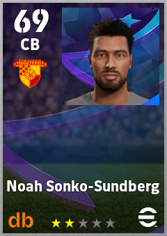 Noah Sonko-Sundberg — CB, OVR 69, MAX 69