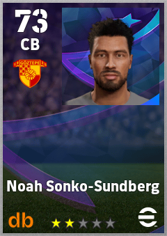 Noah Sonko-Sundberg — CB, OVR 73, MAX 73