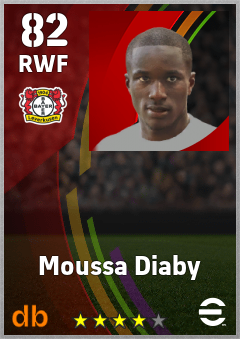 Moussa Diaby — RWF, OVR 82, MAX 82