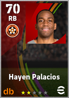 Hayen Palacios — RB, OVR 70, MAX 70