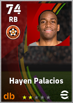 Hayen Palacios — RB, OVR 74, MAX 74