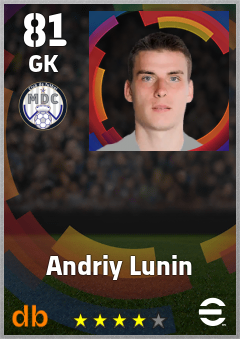 Andriy Lunin eFootball player card