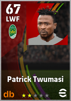 Patrick Twumasi — LWF, OVR 67, MAX 67