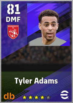 Tyler Adams — DMF, OVR 81, MAX 81