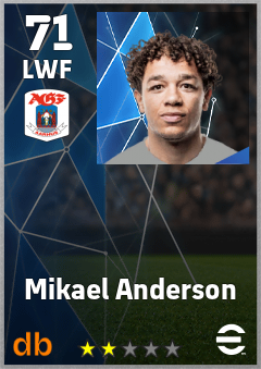 Mikael Anderson — LWF, OVR 71, MAX 71
