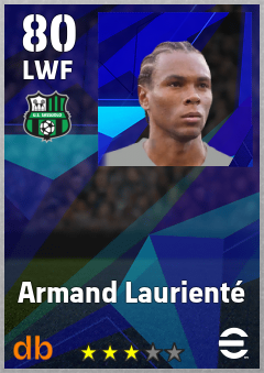 Armand Laurienté — LWF, OVR 80, MAX 89