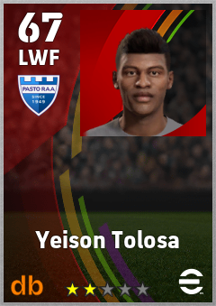 Yeison Tolosa — LWF, OVR 67, MAX 67