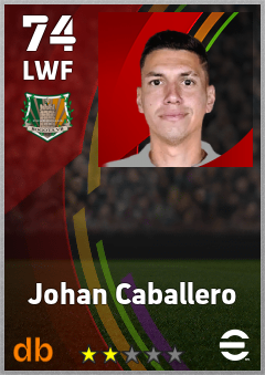 Johan Caballero — LWF, OVR 74, MAX 74