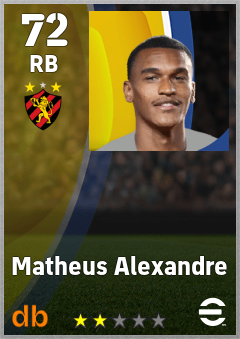 Matheus Alexandre — RB, OVR 72, MAX 72