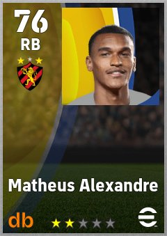 Matheus Alexandre — RB, OVR 76, MAX 76