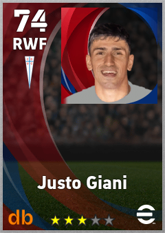 Justo Giani — RWF, OVR 74, MAX 74
