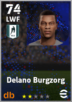 Delano Burgzorg — LWF, OVR 74, MAX 74