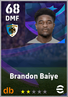 Brandon Baiye — DMF, OVR 68, MAX 68
