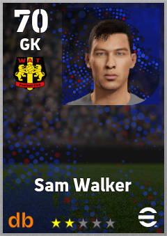 Sam Walker — GK, OVR 70, MAX 70