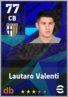Lautaro Valenti — CB, OVR 77, MAX 77