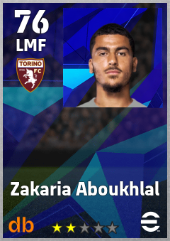 Zakaria Aboukhlal — LMF, OVR 76, MAX 76