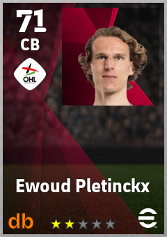 Ewoud Pletinckx — CB, OVR 71, MAX 71
