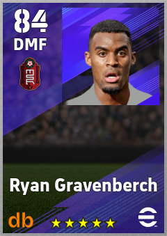 Ryan Gravenberch — DMF, OVR 84, MAX 92