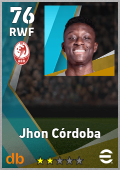 Jhon Córdoba — RWF, OVR 76, MAX 76