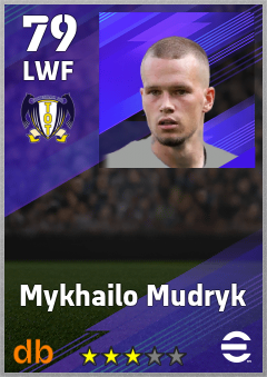 Mykhailo Mudryk — LWF, OVR 79, MAX 88
