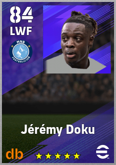 Jérémy Doku — LWF, OVR 84, MAX 93