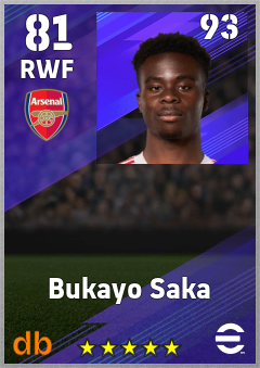 Bukayo Saka eFootball player card