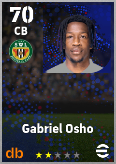 Gabriel Osho — CB, OVR 70, MAX 70