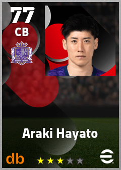 Araki Hayato — CB, OVR 77, MAX 77