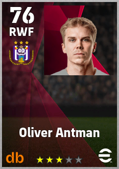Oliver Antman — RWF, OVR 76, MAX 76