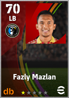 Fazly Mazlan — LB, OVR 70, MAX 70