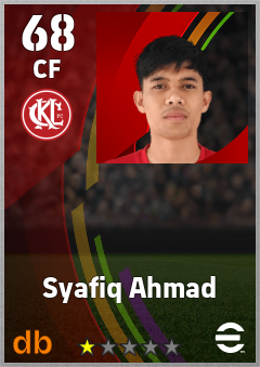 Syafiq Ahmad — CF, OVR 68, MAX 68
