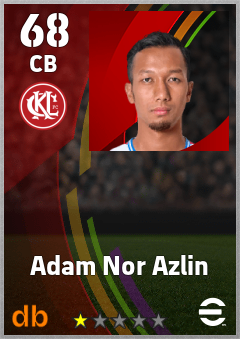 Adam Nor Azlin — CB, OVR 68, MAX 68