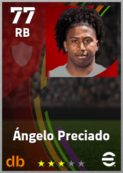 Ángelo Preciado — RB, OVR 77, MAX 77