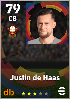 Justin de Haas — CB, OVR 79, MAX 79