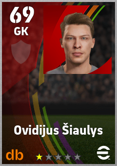 Ovidijus Šiaulys — GK, OVR 69, MAX 69