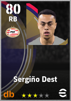 Sergiño Dest — RB, OVR 80, MAX 89