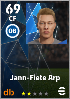 Jann-Fiete Arp — CF, OVR 69, MAX 69