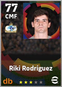 Riki Rodríguez — CMF, OVR 77, MAX 77
