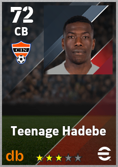 Teenage Hadebe — CB, OVR 72, MAX 72