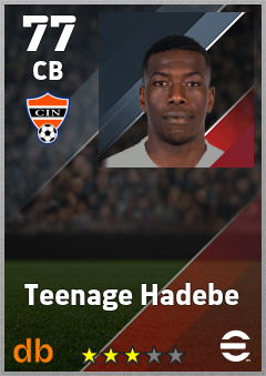 Teenage Hadebe — CB, OVR 77, MAX 77